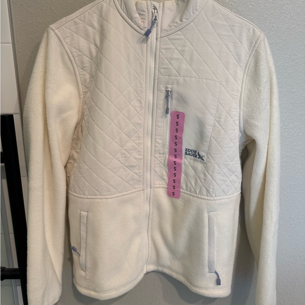 Eddie Bauer Off-White Quilted Fleece Jacket